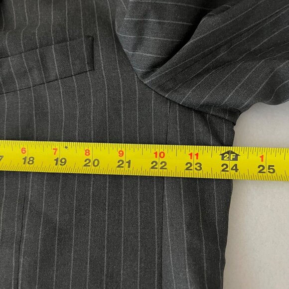 Hickey Freeman Men's Black Pinstripe Wool Blazer Jacket Coat Size 46 Long - Picture 11 of 12
